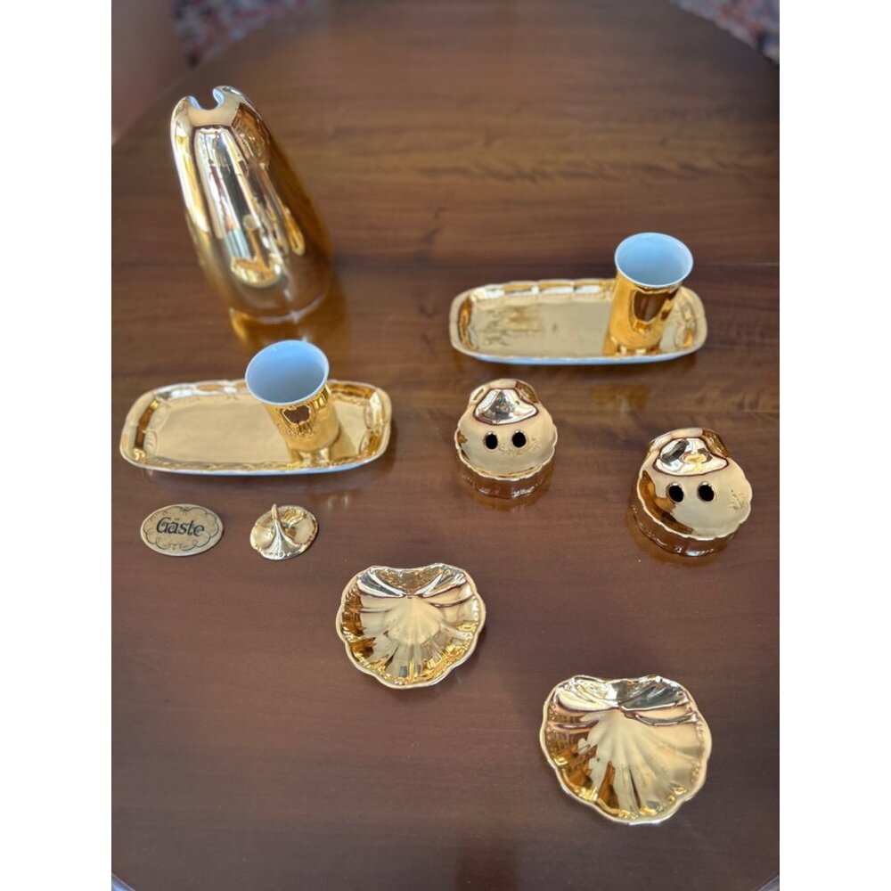 **RARE** Vintage Gold Plate Ceramic Vanity Sets by Royal Porzellan Bavaria KPM